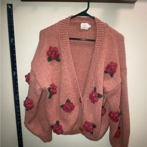 Zara Pink Floral Embroidered Cardigan